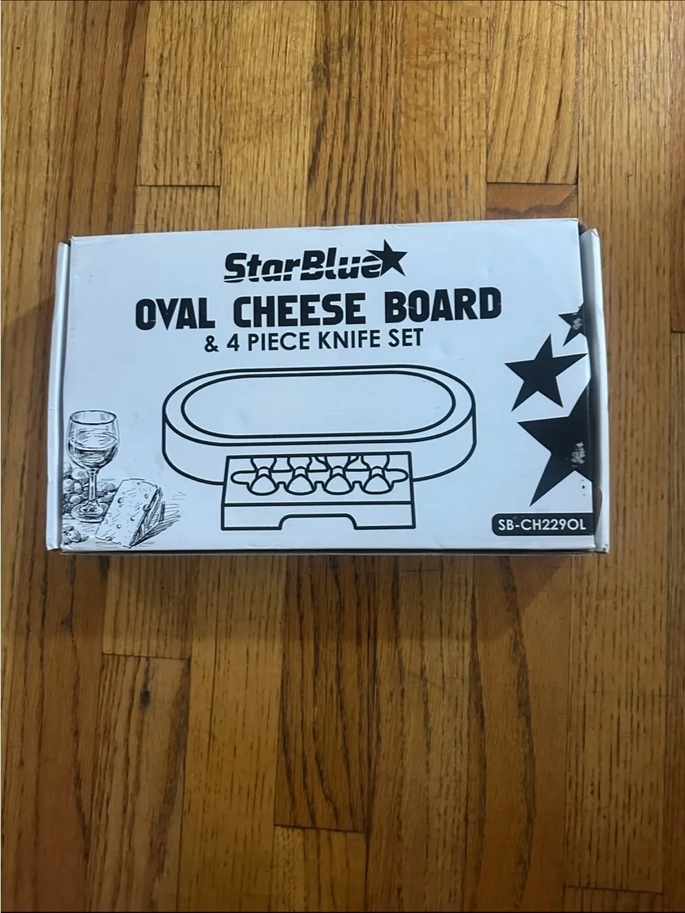 Wood Cheese Board with Four Matching Knives